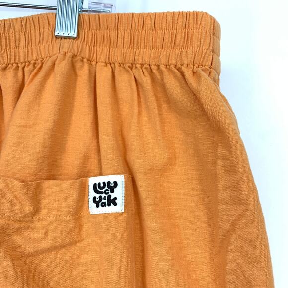 Lucy & Yak Larson Joggers Rumi Trousers Womens Plus Sz 24 Orange Cotton Linen - Picture 3 of 8
